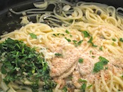 Add pasta to the pan of garlic Oil