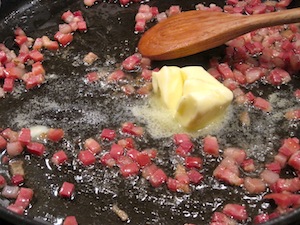 Cooking Pancetta for the Carbonara
