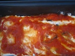 Eggplant Lasagna Tomato sauce layer