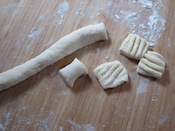 cutting the gnocchi dough