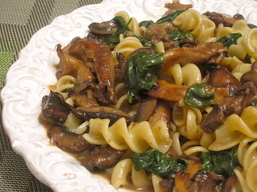 Plate of mushroom pasta
