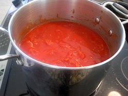Large Pot of San Marzano tomatoes